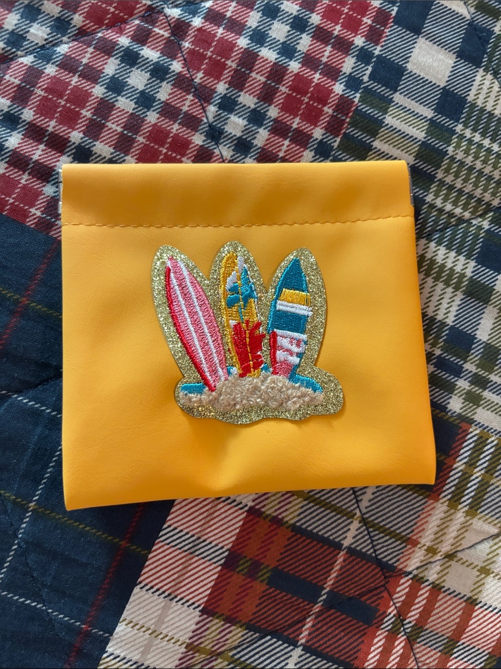 Yellow Surf Patch Accessory Pouch